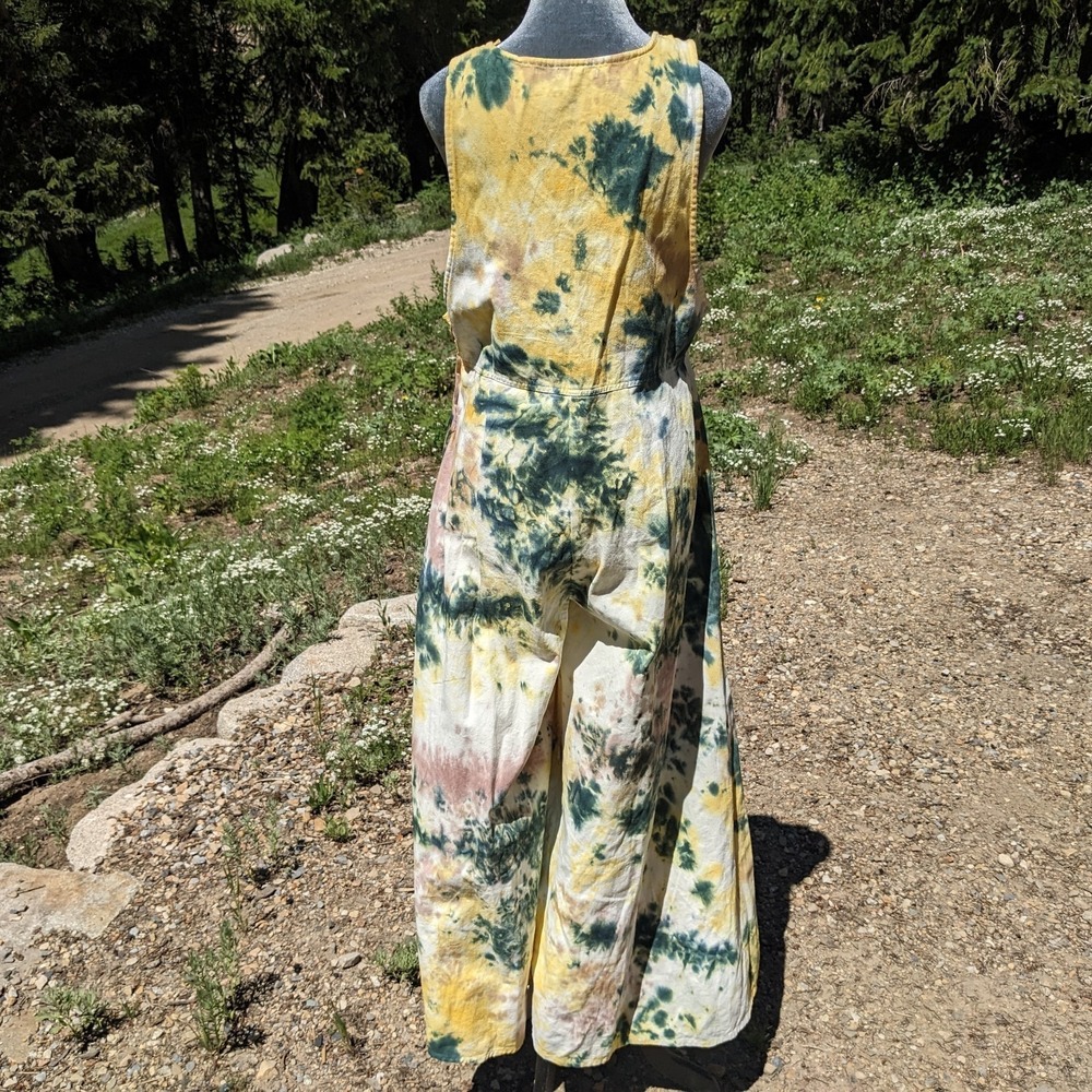 Earthbound Trading Co. Tie Dye Wide Leg Overall Jumpsuit M Festival Boho Hippie - Picture 4 of 16